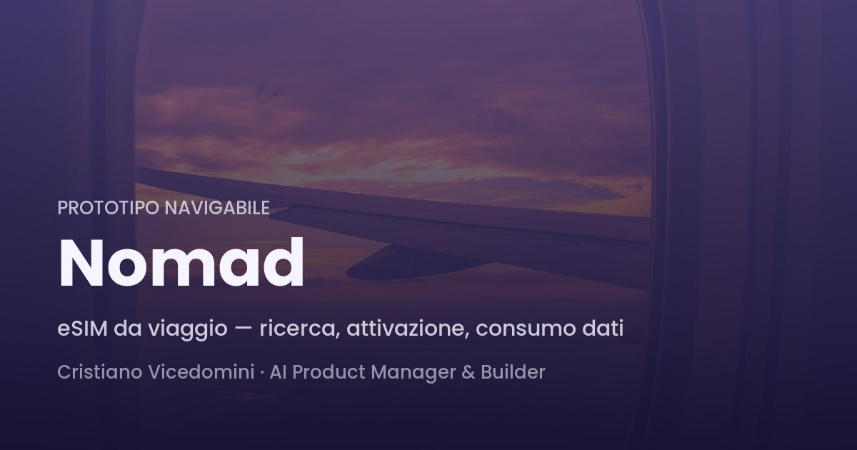 Nomad eSIM — travel eSIM app prototype, splash and destination screens