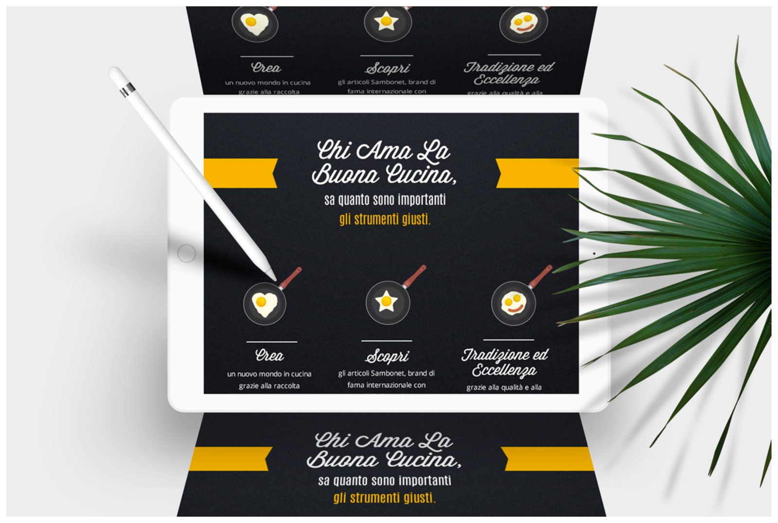 Decò kitchenware campaign — tablet mockup
