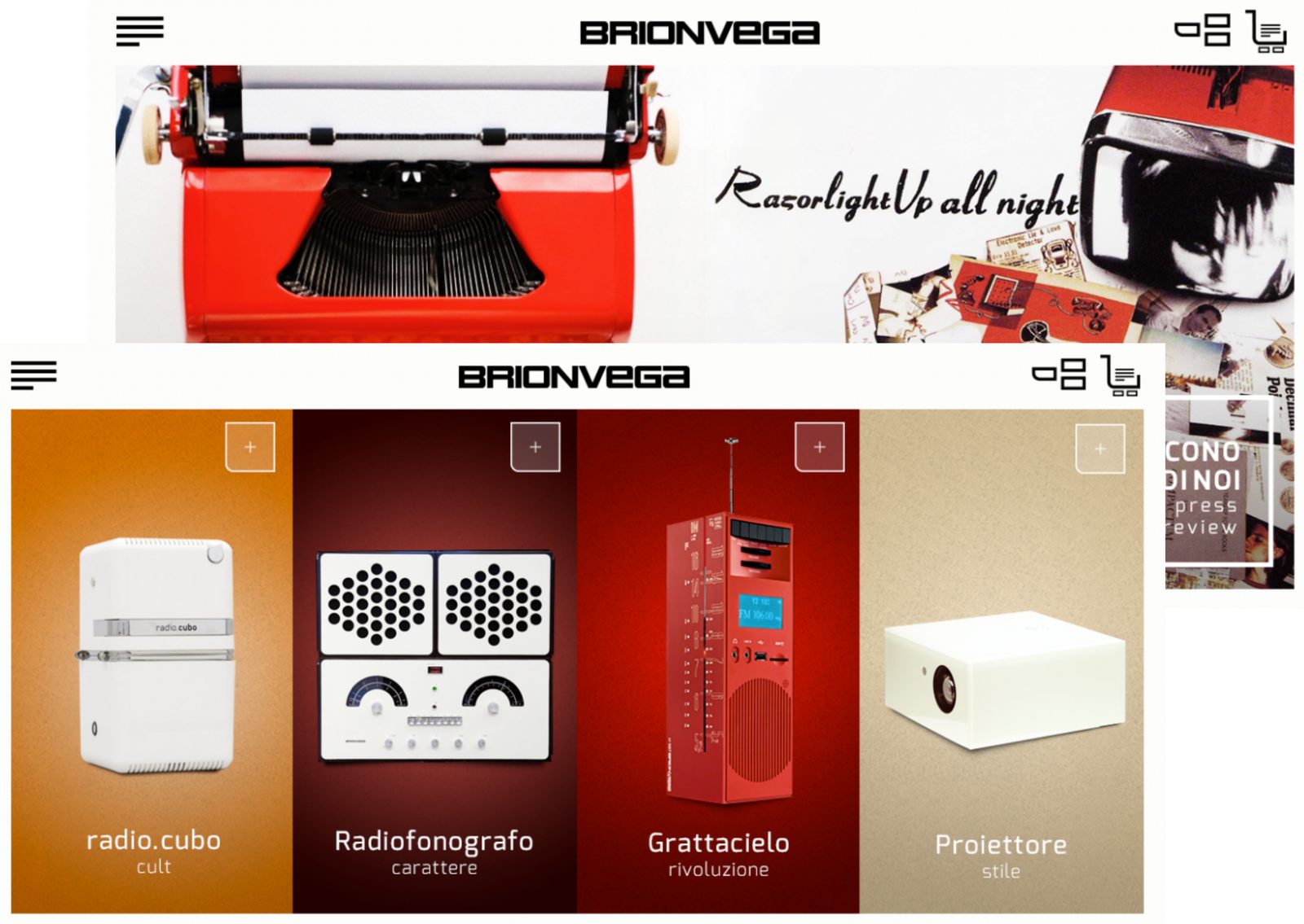 Brionvega e-commerce restyle — product catalogue