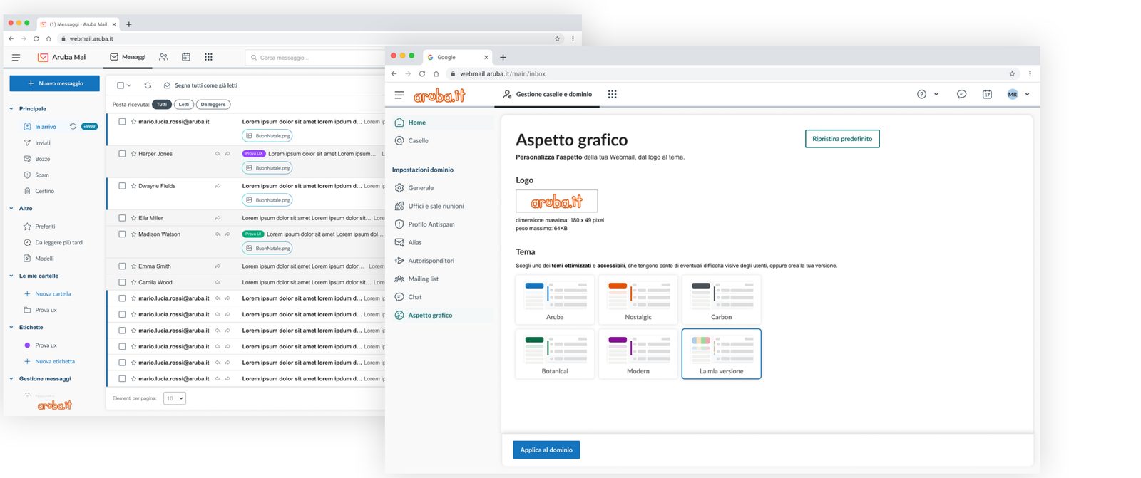 Aruba Webmail redesign — design and prototyping