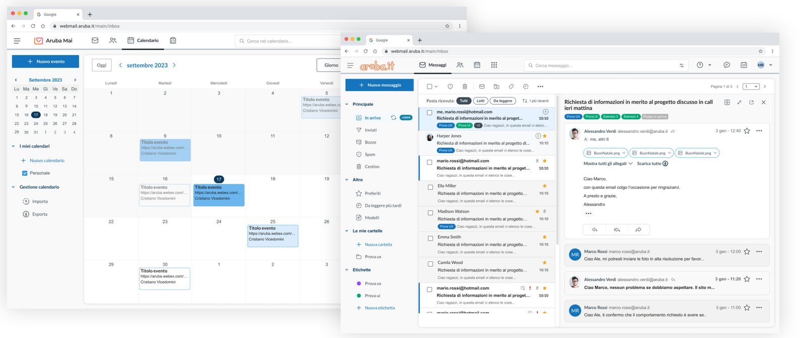 Aruba Webmail redesign — testing and iteration