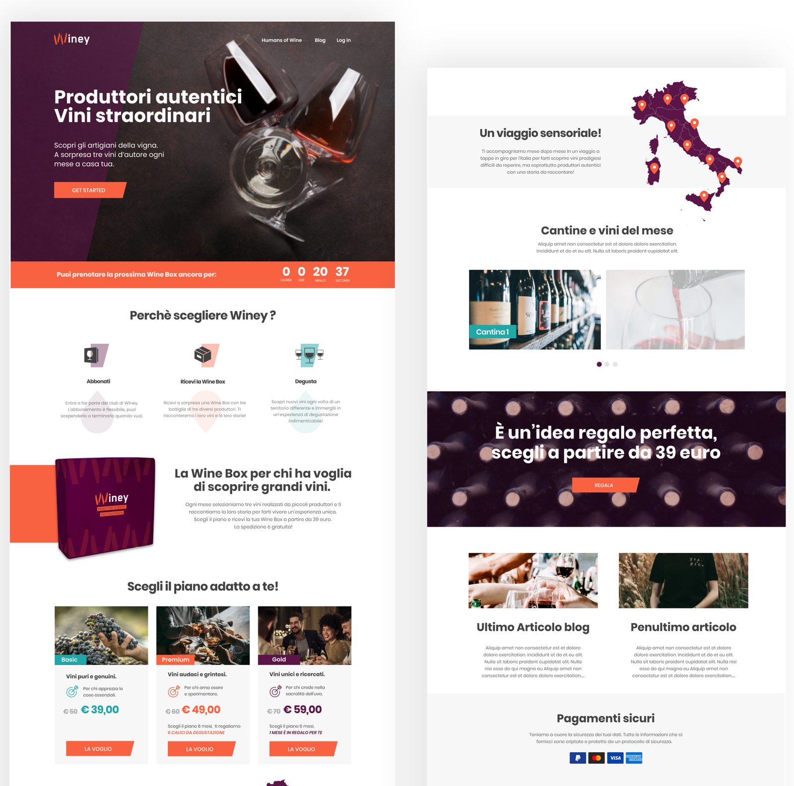 Winey — brand identity and wine subscription website